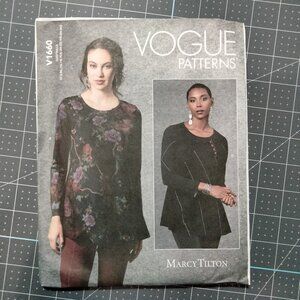 V1660 Marcy Tilton Vogue Pattern, L-XXL, Misses' Top, Uncut, FF, OOP